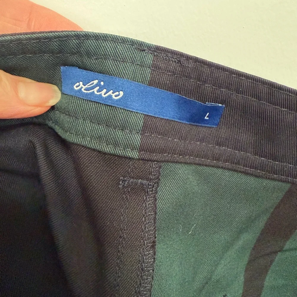 Beautiful Green and Blue Plaid Pencil Skirt with piping size large / 10/12
